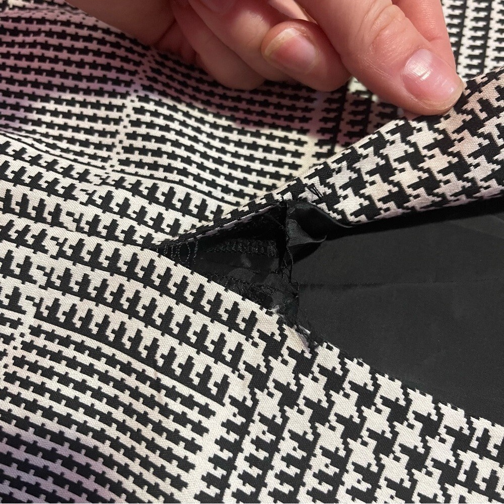 Reiss Dress Women's Size 4 US Ivory Black Houndstooth‎ Check Asymmetric Tailored - Picture 13 of 13